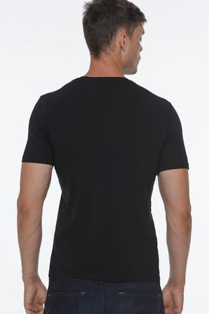 T8568 DEWBERRY V YAKA ERKEK T-SHIRT-SİYAH