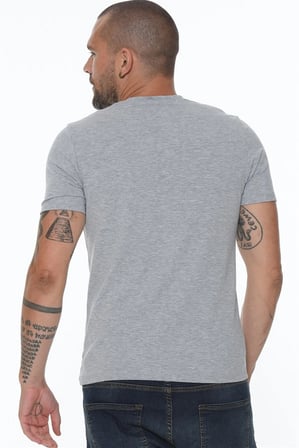 T8568 DEWBERRY V YAKA ERKEK T-SHIRT-GRİ
