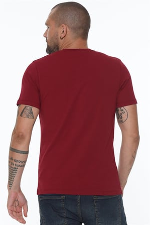 T8568 DEWBERRY V YAKA ERKEK T-SHIRT-BORDO