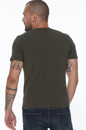 T8568 DEWBERRY V YAKA ERKEK T-SHIRT-HAKİ