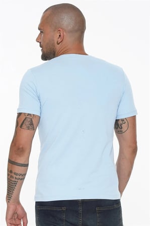 T8569 DEWBERRY BİSİKLET YAKA ERKEK T-SHIRT-MAVİ
