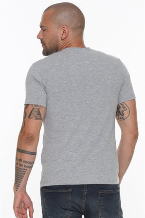 T8569 DEWBERRY BİSİKLET YAKA ERKEK T-SHIRT-GRİ