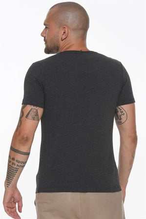 T8569 DEWBERRY BİSİKLET YAKA ERKEK T-SHIRT-ANTRASİT