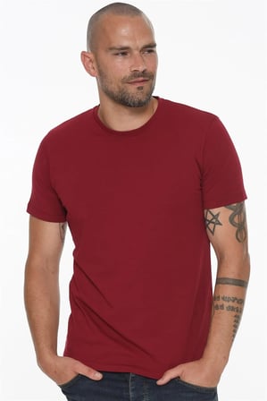 T8569 DEWBERRY BİSİKLET YAKA ERKEK T-SHIRT-BORDO