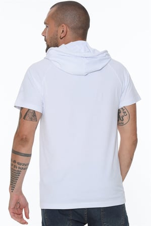 T8570 DEWBERRY KAPŞONLU ERKEK T-SHIRT-BEYAZ