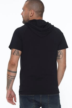 T8570 DEWBERRY KAPŞONLU ERKEK T-SHIRT-LACİVERT