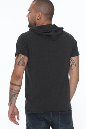 T8570 DEWBERRY KAPŞONLU ERKEK T-SHIRT-ANTRASİT