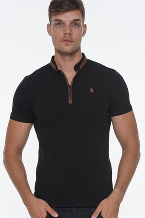 T8571 DEWBERRY FERMUARLI ERKEK T-SHIRT-SİYAH