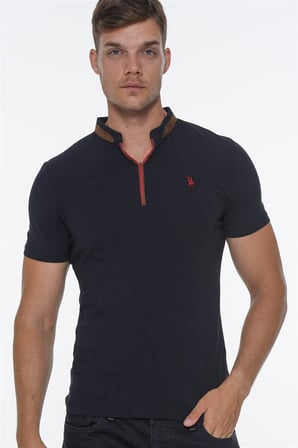 T8571 DEWBERRY FERMUARLI ERKEK T-SHIRT-LACİVERT
