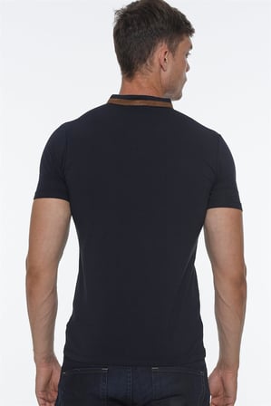 T8571 DEWBERRY FERMUARLI ERKEK T-SHIRT-LACİVERT