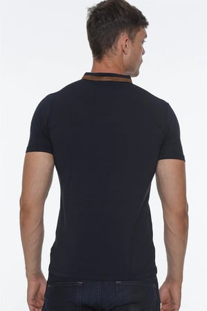 T8571 DEWBERRY FERMUARLI ERKEK T-SHIRT-LACİVERT