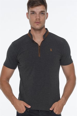 T8571 DEWBERRY FERMUARLI ERKEK T-SHIRT-ANTRASİT