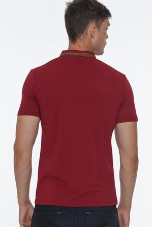 T8571 DEWBERRY FERMUARLI ERKEK T-SHIRT-BORDO