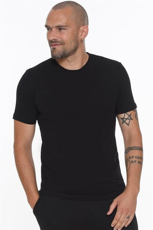İKİLİ SET T8569 DEWBERRY BİSİKLET YAKA ERKEK T-SHIRT-BEYAZ-SİYAH