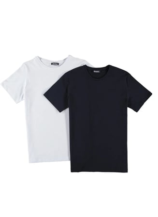 İKİLİ SET T8569 DEWBERRY BİSİKLET YAKA ERKEK T-SHIRT-BEYAZ - LACİVERT