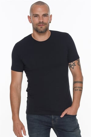 İKİLİ SET T8569 DEWBERRY BİSİKLET YAKA ERKEK T-SHIRT-LACİVERT - SİYAH