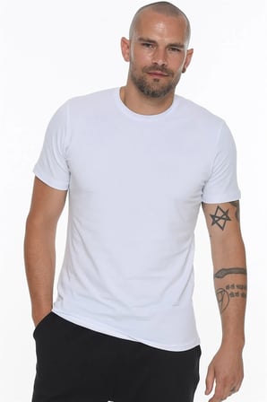 ÜÇLÜ SET T8569 DEWBERRY BİSİKLET YAKA ERKEK T-SHIRT-SİYAH-BEYAZ-LACİVERT