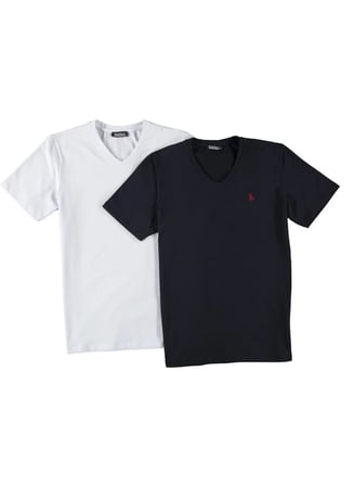 İKİLİ SET T8568 DEWBERRY V YAKA ERKEK T-SHIRT-BEYAZ - LACİVERT