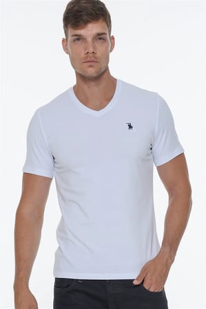ÜÇLÜ SET T8568 DEWBERRY V YAKA ERKEK T-SHIRT-SİYAH-BEYAZ-ANTRASİT