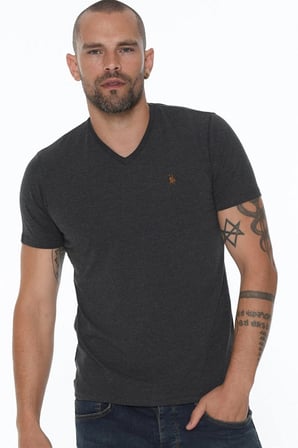 ÜÇLÜ SET T8568 DEWBERRY V YAKA ERKEK T-SHIRT-SİYAH-BEYAZ-ANTRASİT