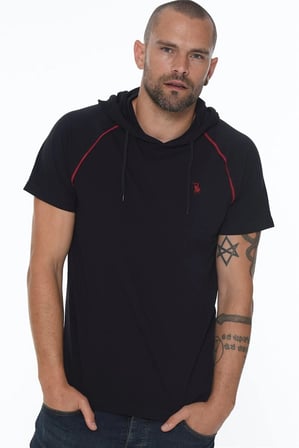 İKİLİ SET T8570 DEWBERRY KAPŞONLU ERKEK T-SHIRT-LACİVERT - SİYAH