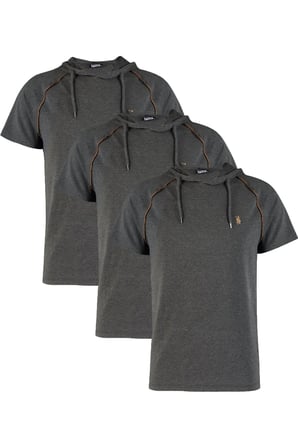 ÜÇLÜ SET T8570 DEWBERRY KAPŞONLU ERKEK T-SHIRT-ANTRASİT-ANTRASİT-ANTRASİT