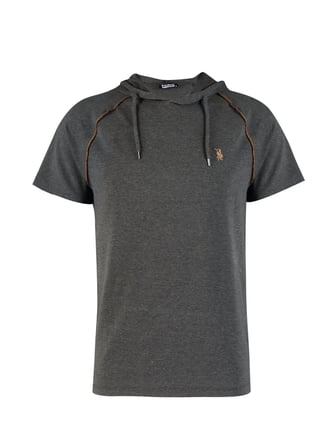 ÜÇLÜ SET T8570 DEWBERRY KAPŞONLU ERKEK T-SHIRT-SİYAH-BEYAZ-ANTRASİT