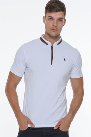İKİLİ SET T8571 DEWBERRY FERMUARLI ERKEK T-SHIRT-BEYAZ-BEYAZ