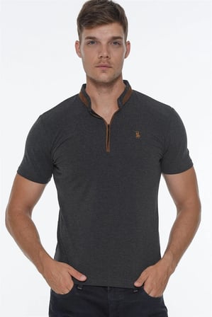 ÜÇLÜ SET T8571 DEWBERRY FERMUARLI ERKEK T-SHIRT-ANTRASİT-ANTRASİT-ANTRASİT