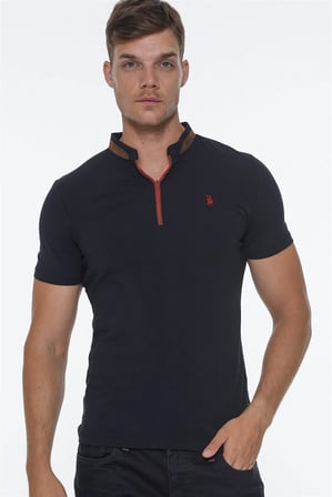ÜÇLÜ SET T8571 DEWBERRY FERMUARLI ERKEK T-SHIRT-LACİVERT-LACİVERT-LACİVERT