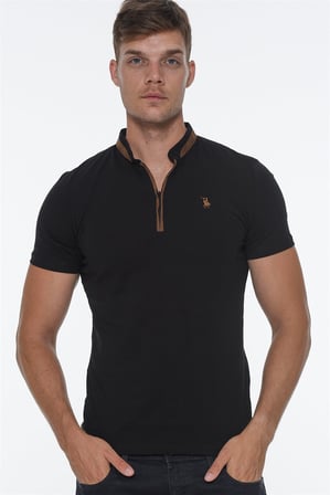 ÜÇLÜ SET T8571 DEWBERRY FERMUARLI ERKEK T-SHIRT-SİYAH-SİYAH-SİYAH