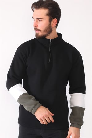 1041 DEWBERRY ERKEK SWEATSHIRT-SİYAH