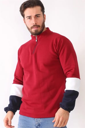 1041 DEWBERRY ERKEK SWEATSHIRT-BORDO