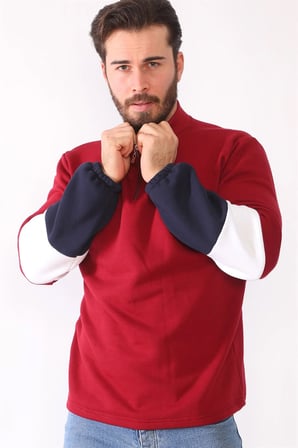 1041 DEWBERRY ERKEK SWEATSHIRT-BORDO
