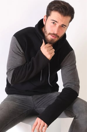 1042 DEWBERRY ERKEK SWEATSHIRT-SİYAH