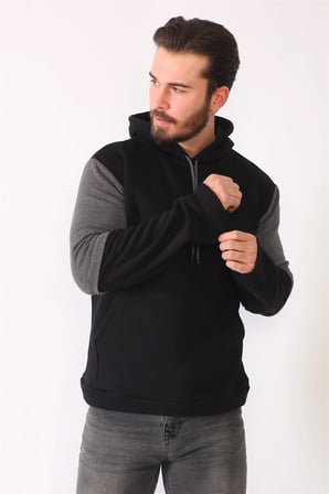 1042 DEWBERRY ERKEK SWEATSHIRT-SİYAH