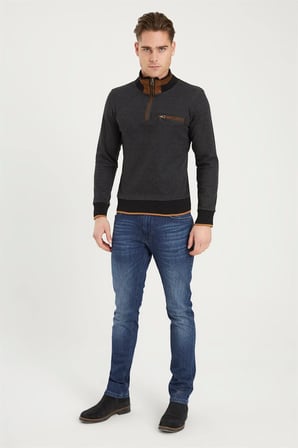 1039 DEWBERRY ERKEK SWEATSHIRT-SİYAH-GRİ