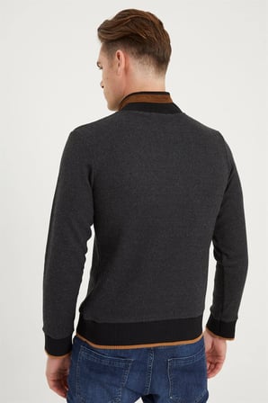 1039 DEWBERRY ERKEK SWEATSHIRT-SİYAH-GRİ