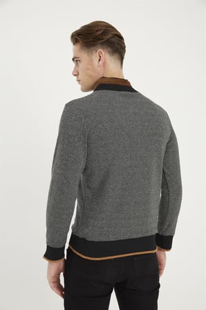 1039 DEWBERRY ERKEK SWEATSHIRT-SİYAH-BEYAZ