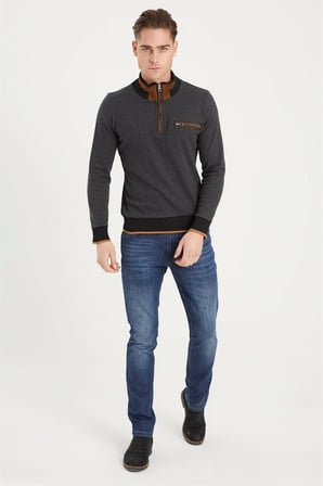 1039 DEWBERRY ERKEK SWEATSHIRT-DESENLİ ANTRASİT