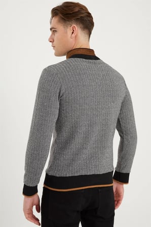 1039 DEWBERRY ERKEK SWEATSHIRT-DESENLİ SİYAH