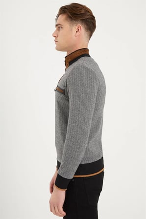 1039 DEWBERRY ERKEK SWEATSHIRT-DESENLİ SİYAH