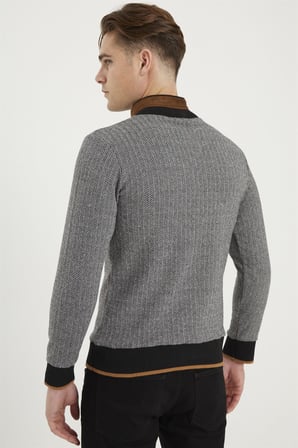 1039 DEWBERRY ERKEK SWEATSHIRT-DESENLİ SİYAH