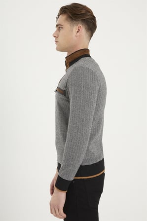 1039 DEWBERRY ERKEK SWEATSHIRT-DESENLİ SİYAH