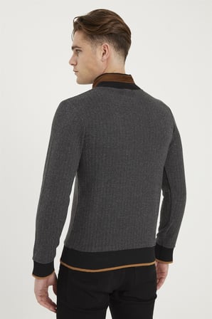 1039 DEWBERRY ERKEK SWEATSHIRT-DESENLİ GRİ