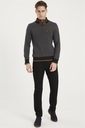 1039 DEWBERRY ERKEK SWEATSHIRT-DESENLİ GRİ