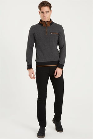 1039 DEWBERRY ERKEK SWEATSHIRT-DESENLİ GRİ