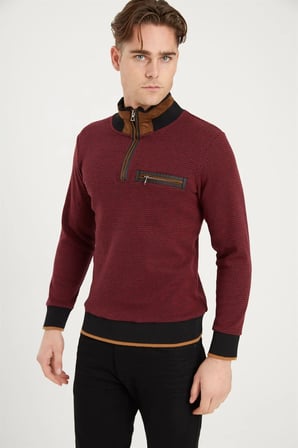1039 DEWBERRY ERKEK SWEATSHIRT-BORDO