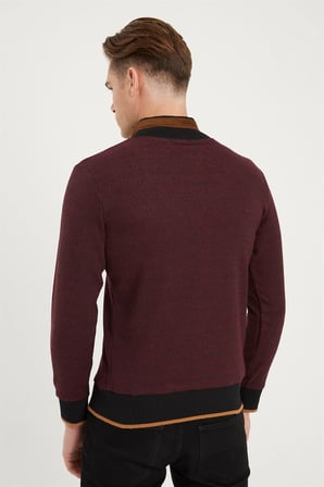 1039 DEWBERRY ERKEK SWEATSHIRT-SİYAH-BORDO