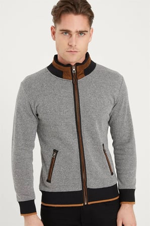 1021 DEWBERRY ERKEK SWEATSHIRT-DİAGONAL SİYAH